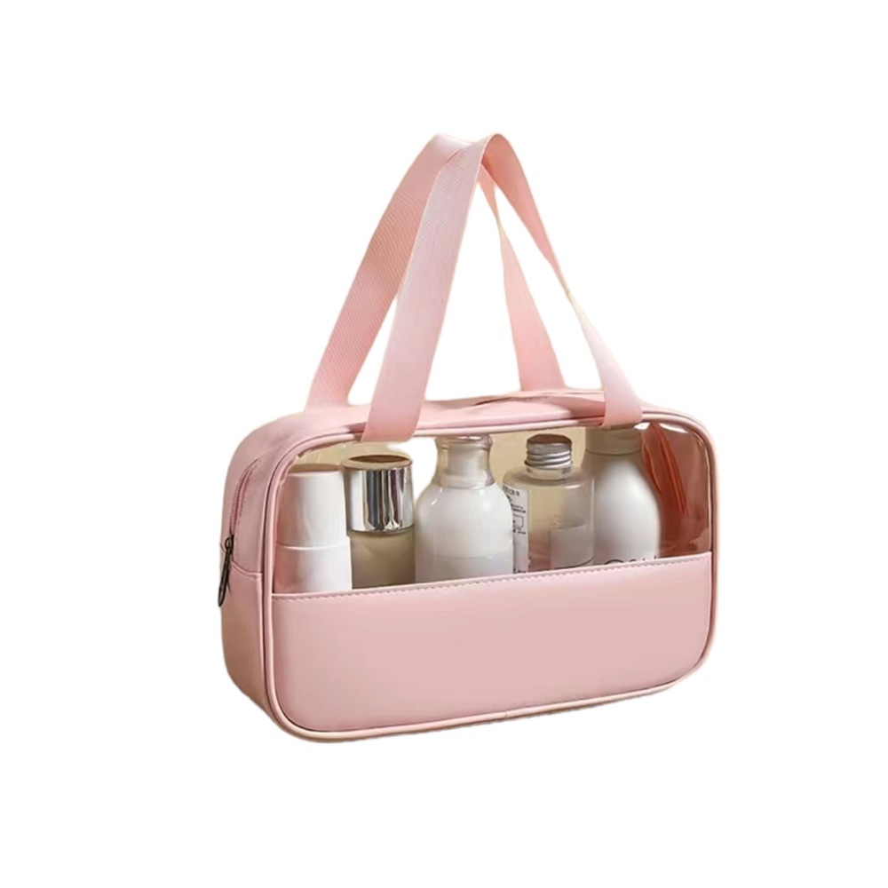 Pink and Clear Cosmetic Toiletry Travel Bag